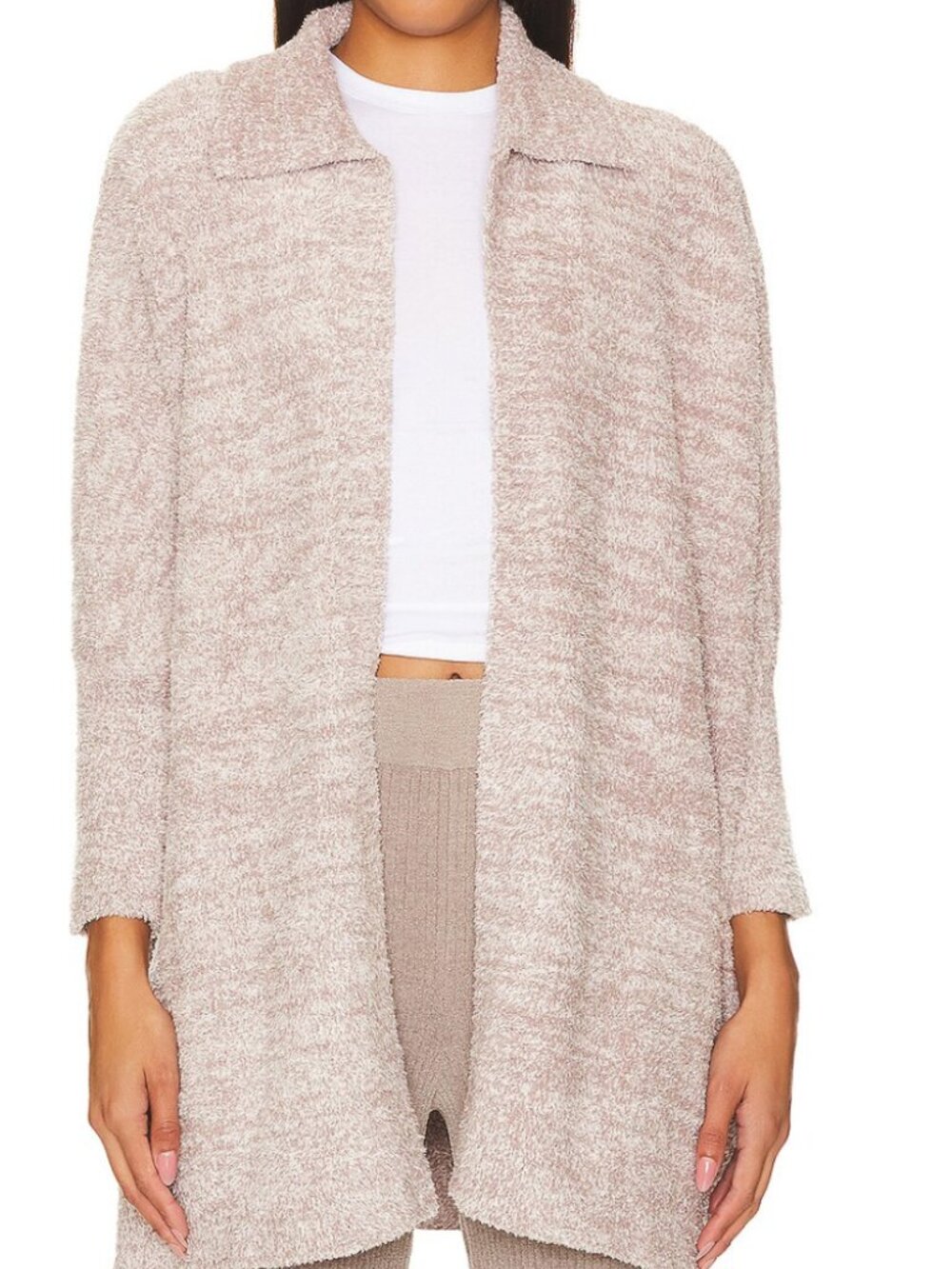 Barefoot Dreams CozyChic Collared Poncho One Size Almond Deep Taupe Beige Comfy